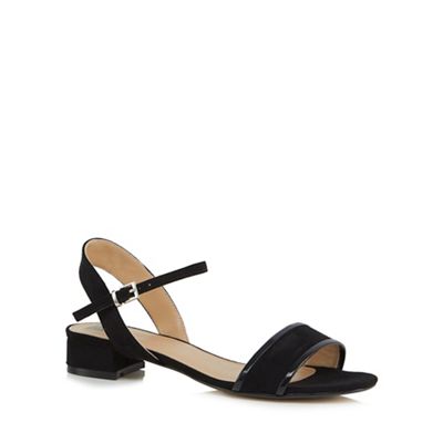 Black 'Caiden' flat block heel ankle strap sandals